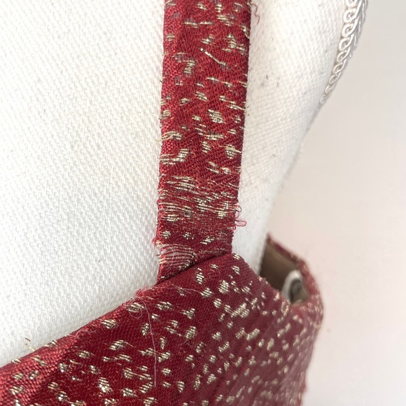 Monique Lhuillier Metallic Cut Out High Low Gown In Maroon Gold Size 10 - Picture 5 of 16